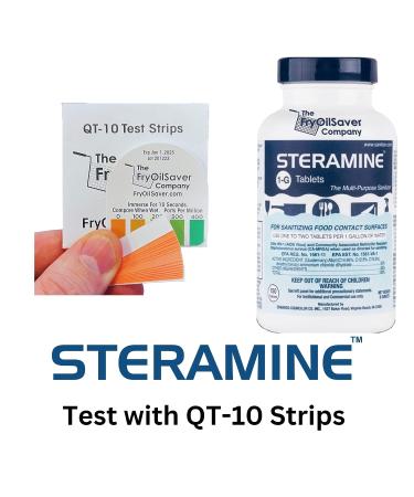 Quaternary Sanitizing Tablets 150 ct. Bottle | Kills E-Coli, HIV, Listeria | Food Contact Surface Sanitizer | Includes 15 QT-10 Test Strips - Buy Online on SooperMarket.com