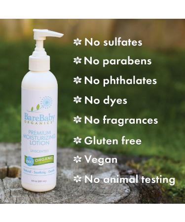 Organic Baby Lotion - Fragrance-Free, Eczema-Friendly Moisturizer for Sensitive Skin | Aloe Vera, Coconut Oil, Shea Butter | Gluten-Free, 8oz - Buy Online on SooperMarket.com