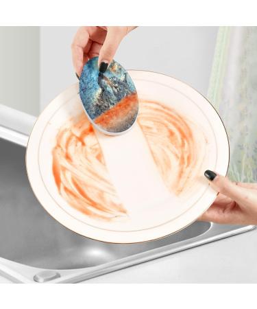 Kigai Sketch Wolf Scrubbing Sponge 3 Packs Reusable Dish Wash Scrub Sponge Clean Stubborn Oil Stains Anti-Scratch Cleaning Sponge for Kitchen Tableware - Buy Online on SooperMarket.com