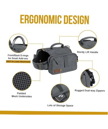 OneTigris Hoppy Camper 2.0 Dog Backpack - Tearproof Hiking & Camping Pack for Medium/Large Dogs (M Grey) - Buy Online on SooperMarket.com