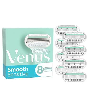 Gillette Venus Smooth Sensitive razor blades for women 8 replacement blades for women's razors with 3-blade