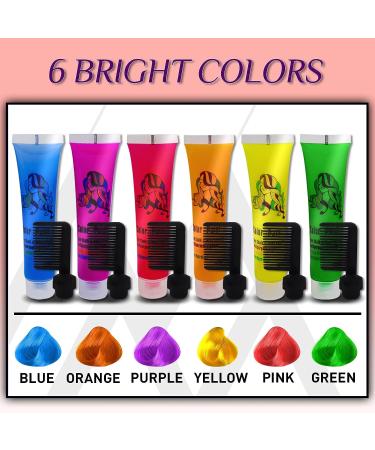 Temporary Hair Dye  Glow in the Dark Paint for Hair & Body  Super Hair Chalk for Girls  Kids Hair Dye for Party Supplies  Unique Hair Coloring Product Gifts for Kids Glow_Red_Blue_Sliver_Green_Yellow_Purple - Buy Online on SooperMarket.com