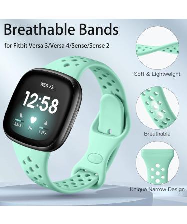 Laffav Silicone Bands 4 Pack for Fitbit Sense/Versa 3/4 - Durable Replacement Wristbands for Women and Men - Slim Sport Straps in White, Pink, Lavender, Mint Green (Large 6.5-8.0) - Buy Online on SooperMarket.com