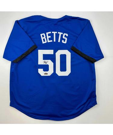 Facsimile Autographed Mookie Betts Los Angeles LA Blue Reprint Laser Auto Baseball Jersey Size Men's XL