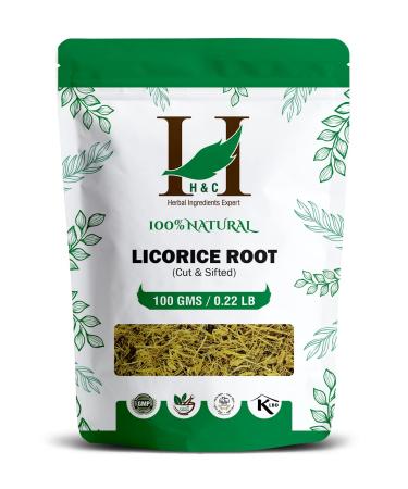 H&C Licorice Root (Cut and Sifted) - 100g Pack | Herbal Tea Ingredient | Loose Tea 100 g (Pack of 1)
