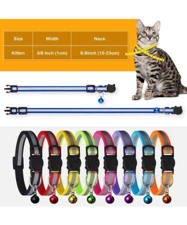 Extodry Reflective Cat Collar Set - 8 Pieces with Name Address Tags & Safety Lock | Adjustable Kitten Collars (6-9) | Personalized Pet Accessories (15-23cm) - International Shipping Available - Buy Online on SooperMarket.com