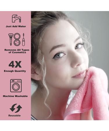 4 Pack XL Makeup Remover Cloths - Fast Drying & Reusable - Exfoliating Cleansing Cloths for All Skin Types - Pink & Black - Buy Online on SooperMarket.com