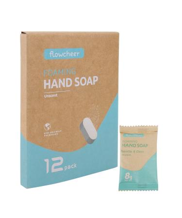 Foaming Hand Soap Tablet Refills-12 pack Makes 96 fl oz (12 x 8 fl oz Bottles)- Unscented Hand Wash Soap Refills Tablets for Zero Waste Eco Friendly Cleaning Supplies