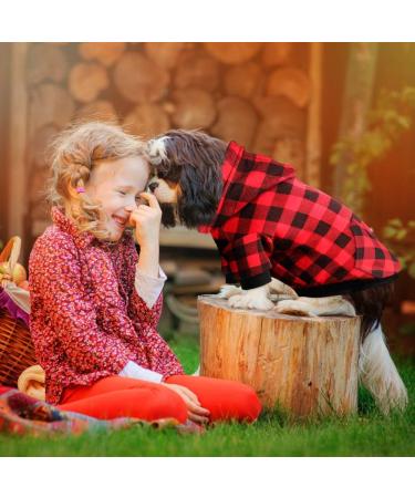 Red Plaid Dog Hoodie Sweater with Hat and Pocket - Size Small - Buy Online on SooperMarket.com