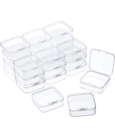SATINIOR 24 Packs Small Clear Plastic Beads Storage Containers Box with Hinged Lid for Storage of Small Items Crafts Jewelry Hardware 2.12 x 2.12 x 0.79 in