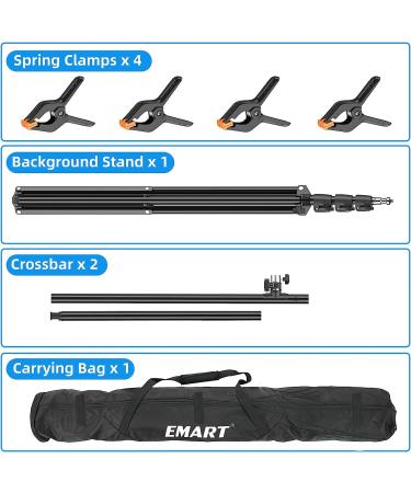 EMART T-Shape Portable Background Backdrop Stand Kit - 5ft Wide, 8.5ft Tall, Adjustable with 4 Spring Clamps - Buy Online on SooperMarket.com