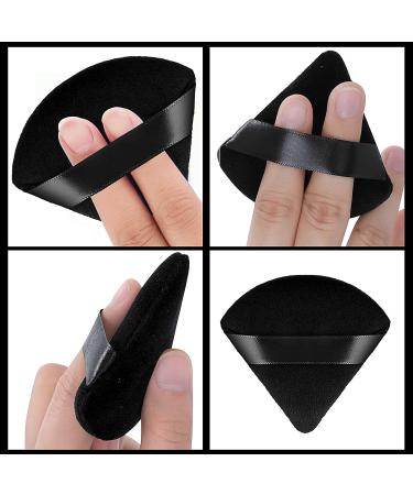 Velour Triangle Powder Puff Set with Mini Finger Makeup Sponges - 4 Pieces for Mineral Powder and Body Foundation - Buy Online on SooperMarket.com