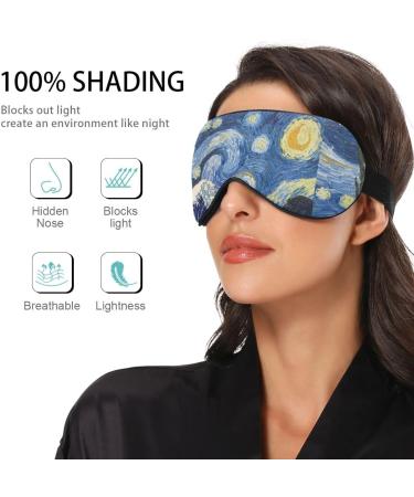 Haskirky Light Blocking Eye Mask - Adjustable for Men and Women - Ideal for Travel, Yoga, Meditation, Office - Deep Sleep and Comfort - Van Gogh Wave Design - Buy Online on SooperMarket.com