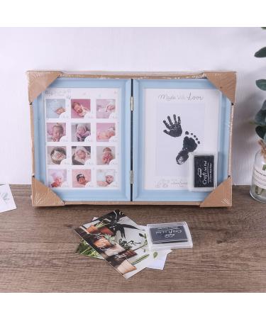 Mikytoper Baby Hand and Footprint Kit - Anniversary Growth Record Baby Gift with Reusable Ink Cartridge Photo Frame - Foldable Blue - Buy Online on SooperMarket.com