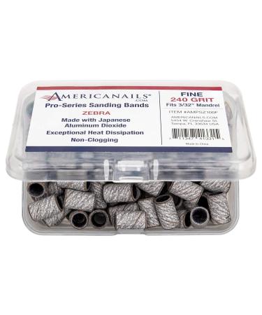 Americanails Pro-Series Zebra Fine 240 Grit Sanding Bands - 100 Count Nail File Drill Bits Set - Buy Online on SooperMarket.com