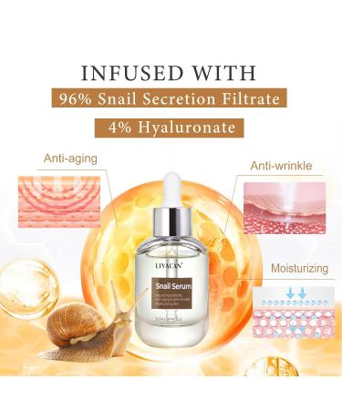 LIYALAN Collagen Snail Mucin Face Serum | Anti-Aging & Moisturizing Skincare | 30ml - Shop Internationally - Buy Online on SooperMarket.com
