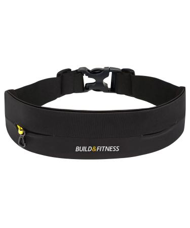 Build & fitness treadmill - belly pocket with adjustable waist width key clip - fits for all phones keys cards - bunkbug women and men - running walking gym sport black / black (60-122 cm)