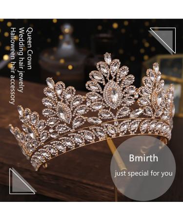 Baroque Gold Crystal Pearl Wedding Crown Tiara for Women and Girls - Elegant Rhinestone Hair Accessories - Buy Online on SooperMarket.com