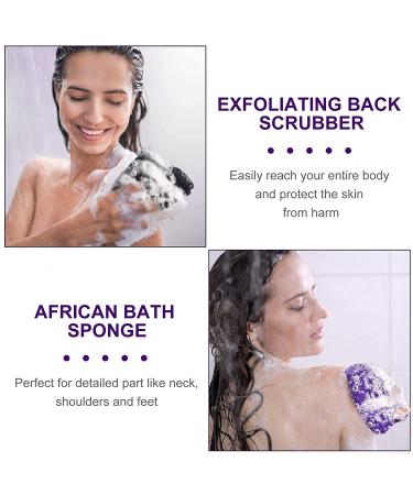 African Exfoliating Bath Sponge Set - Long Net Scrubber for Shower & Body - Black Purple - Daily Use or Stocking Stuffer - Buy Online on SooperMarket.com