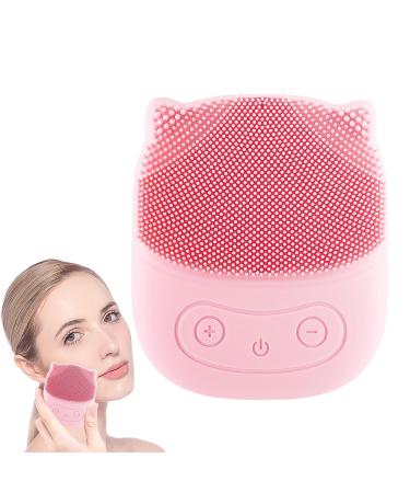 Jomewory Silicone Face Scrubber Penguin Shape Electric Facial Cleansing Brush - Rechargeable Face Wash Brush Waterproof Face Exfoliator for Deep Cleaning Skin Pink