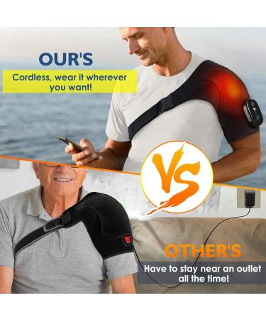 Heated Shoulder Massager Brace Support with Vibration Heating Electric Shoulder Wrap with Massage 3 Modes Cordless Vibration Shoulder Pad for Men and Women Fits for Left or Right Shoulder Black Black Large - Buy Online on SooperMarket.com