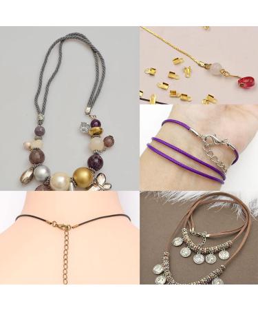 1000 PCS Clamshell Crimp Fold Over Cord Ends - DIY Jewelry Making Cord Tips in Gold, Silver, Gun Black, Bronze, and Rose Gold - Buy Online on SooperMarket.com