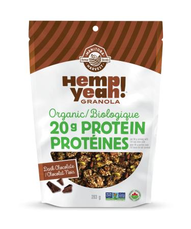 Manitoba Harvest Hemp Yeah! Granola Dark Chocolate 283 g with 20 g of Protein 4.5 g Omegas 3 g of Fibre and 10 g Sugar Per Serving Organic Non-GMO Packaging May Vary 1 Pack Dark Chocolate