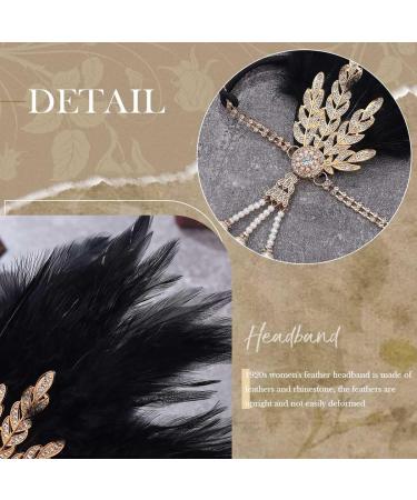 Handcess 1920s Flapper Feather Headband Black Feather Crystal Headband Women's Vintage Pearl Flapper Headpiece 20's Theme Cocktail Hair Accessories for Costume Prom Carnival Party - Buy Online on SooperMarket.com