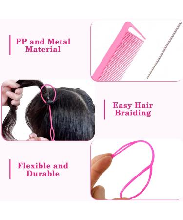 Sularpek 3pcs Topsy Tail Hair Tool Set - Pink Looping Hair Styling Kit with Comb - Ideal for French Braids & Creative Hairstyles - Buy Online on SooperMarket.com