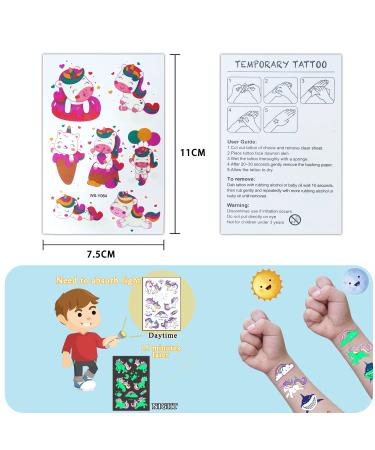 Glow In The Dark Temporary Tattoos for Kids - 310pcs Waterproof & Lasting Glitter Stickers | Luminous Fake Tattoos for Parties & Gifts - 16 Sheets - Buy Online on SooperMarket.com