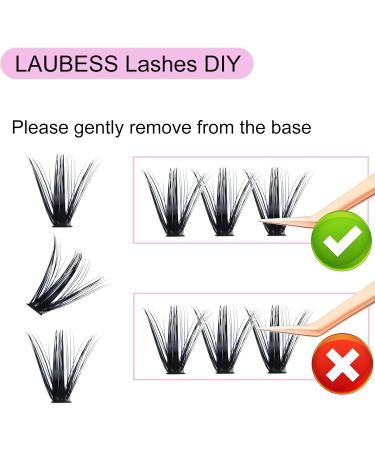 LAUBESS Individual Eyelash Clusters 300 Pcs | False Lashes Extension Kit | 50D-0.07C Mix 8-15mm - Buy Online on SooperMarket.com