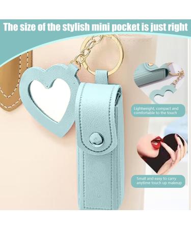 Buy 2PCS Lipstick Case with Heart Mirror | Portable Lip Balm Holder & Keyring Pouch for Women - Perfect Gift - Buy Online on SooperMarket.com