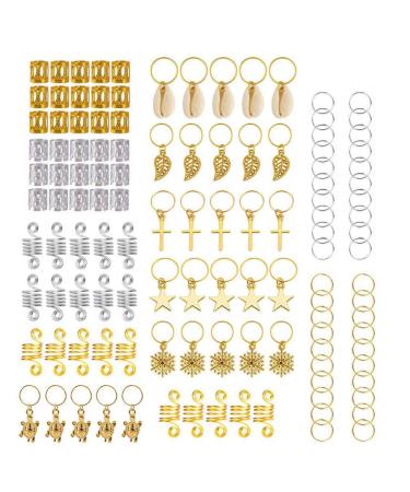 nuoshen 120 Pieces Hair Cuffs and Braid Rings Metal Hair Charms Hair Braiding Beads for Hair Decorations Pendants