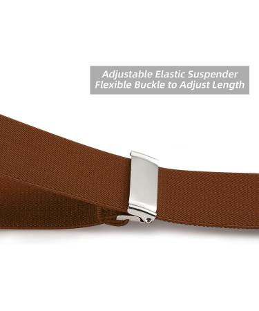 Dresime Hoster Men's Heavy Duty Y-Back Braces - 6 Metal Clips Adjustable Elastic Braces for Pants - Brown - Buy Online on SooperMarket.com