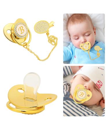 Golden Baby Pacifier - Soft Curved Design Safe Materials 26 Letters Clips for 6-18 Months - Buy Online on SooperMarket.com