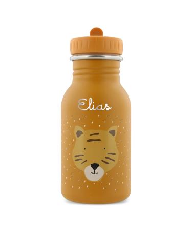 Trixie baby personalized stainless steel tiger children's drinking bottle (350ml) with names for girls and boys - leak -proof rust -free & child -friendly 350ml tiger