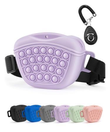 Gobeigo Silikon Hundeleckerli bags with dogs training clicker magnetic closure bag for treats puppy training or dog walks hip belt fanny pack (violet)