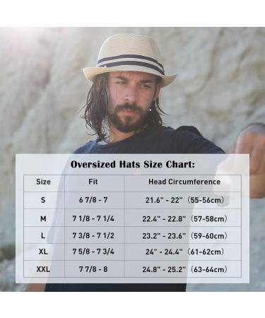 Comhats Oversize XL XXL Beige Straw Sun Hat for Men - Packable Fedora Panama Trilby Dress Derby - Summer Style (92551) - Buy Online on SooperMarket.com