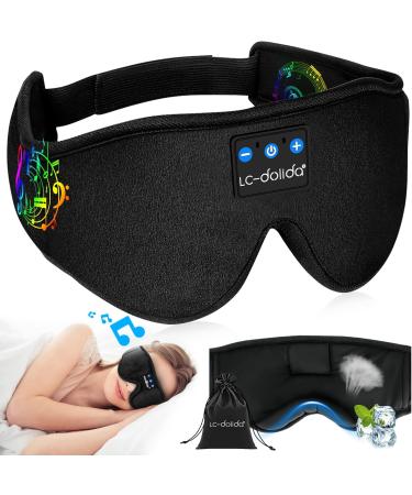 Sleep Mask with Bluetooth Earphones Sleep Headphones Bluetooth Blackout Wireless Eye Mask & Blindfold for Night's Sleep Travel Nap Office Cool Tech Gadgets for Women's Day Gift Headphones Bluetooth Wireless Ice Silk Lining - Black - Buy Online on SooperMarket.com