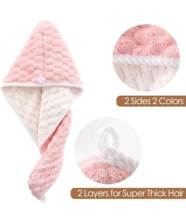 JEFFSUN Microfiber Hair Drying Towel Wrap - Super Absorbent Hooded Turban for Women | 2 Colors Extra Thick for Long Curly Wet Hair - Buy Online on SooperMarket.com