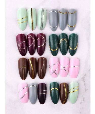 EBANKU 12 Sheets Metallic Nail Stickers - Self-Adhesive 3D Wave Design for DIY Nail Decoration - Buy Online on SooperMarket.com