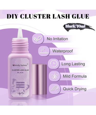 Lash Clusters Glue 10ml - Strong Hold & Long Lasting Eyelash Extension Adhesive | DIY Lash Extensions Mild Formula Black - Buy Online on SooperMarket.com