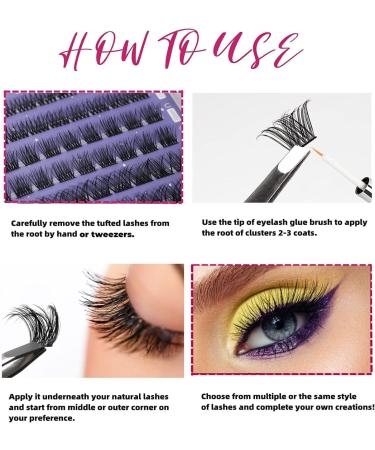 Curl 45 Clusters DIY False Eyelashes Kit with Clear Glue - Natural Easy Fan Russian Lashes Extensions | Reusable Soft Individual Lashes 10-16mm - OP04 - Buy Online on SooperMarket.com