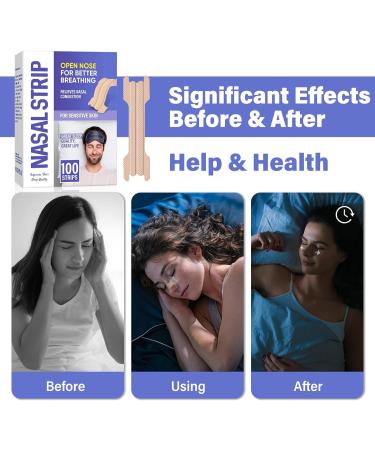 100Pcs Nasal Strips for Snoring and Better Nose Breathing - Gentle Anti Snoring Solution for Effective Nasal Congestion Relief - Buy Online on SooperMarket.com