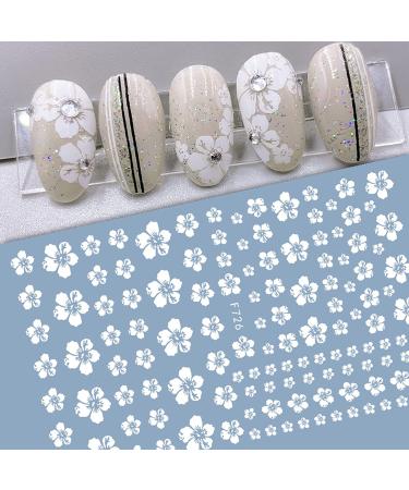 8 Sheets MiaoWu White Cherry Blossoms 3D Nail Art Stickers for Acrylic Nail Decoration - Buy Online on SooperMarket.com