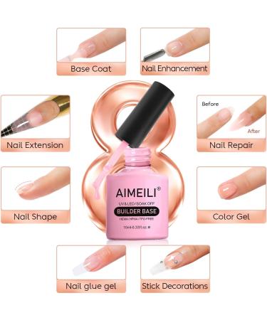 AIMEILI 8 in 1 Builder Base Sheer Color Gel Set No Need Slip Solution Builder Extension Soak Off UV LED Nude Gel Polish Multicolour Of 6pcs X 10ml - Gift Kit 38 6-38 1.67 ml (Pack of 6) - Buy Online on SooperMarket.com