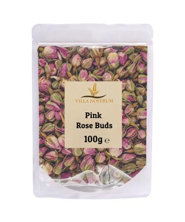Dried Edible Pink Rose Buds 100g by Villa Nostrum