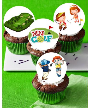 Pre-Cut Mini Golf 6A Edible Stand up Wafer Paper Cupcake Toppers Cake Decorations Birthday Party Sport (12)