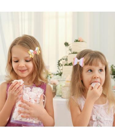 Whaline 4Pcs Dessert Glitter Bow Hair Clips - Summer Colorful Leather Hairgrips for Girls and Women - Birthday Party Hair Accessories - Buy Online on SooperMarket.com