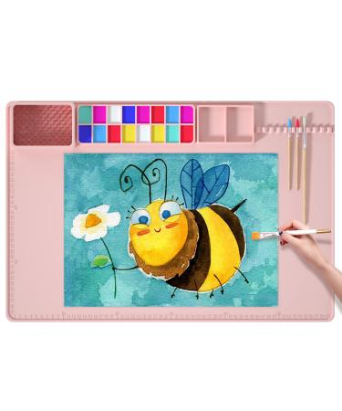 MOHOPE Extra Large Silicone Painting Mat  24x16 Thick Silicone Craft Mat  Silicone Mats for Crafts - Durable Drawing Boards with Ruler for Painting  Crafts  Art  Clay and Casting Resin (Pink) Pink 24x16